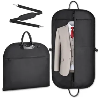 ecooe Anzugtasche mit Aufbewahrungstaschen und Schultergurt, Verdicken Schwarz Kleidersack für Anzug, Anti-Falten-Anzug Kleidertasche für Geschäftsreisen, Reisen