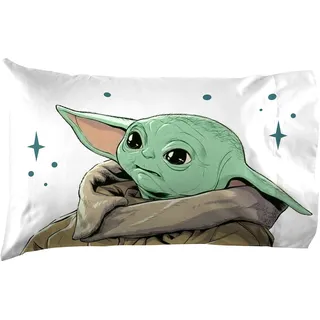 Star Wars The Mandalorian Curious Child 1 Pack Kissenbezug – doppelseitige Kinder-Bettwäsche – Mit The Child Baby Yoda (offizielles Star Wars-Produkt)