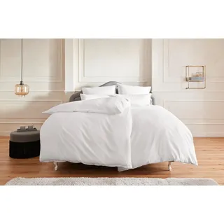 OTTO home Mila unifarben Baumwolle Weiß 135 x 200 cm + 40 x 80 cm