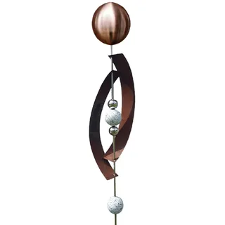 Jürgen Bocker Garten-Ambiente Gartenstecker Skulptur Deimos 145 cm aus Cortenstahl & Edelstahl mit obere Kugel Edelstahl Golden Rose matt gebürstet