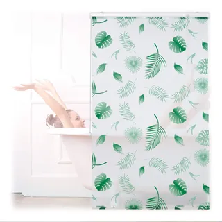 Relaxdays Duschrollo Blätter 100 x 240 cm grün/weiß