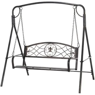 Outsunny Gartenschaukel Schwarz 2-Sitzer