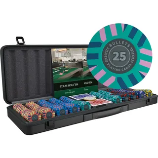 Bullets Playing Cards | Pokerkoffer „Salvatore“ mit 500 Clay Pokerchips 10g | Pokerset mit Karten, Würfeln, Dealer Button & Pokerregeln