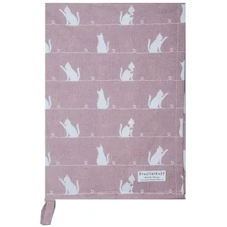Krasilnikoff - Geschirrtuch Cat/Katze, 50 x 70cm, 100% Baumwolle (Dusty Rose)