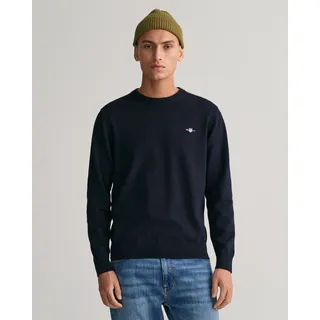 GANT Herren, Pullover - CLASSIC COTTON C-NECK, Strickpullover, Rundhals, Baumwolle, blau S,