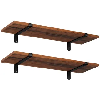 Songmics Wandregal 60 x 20 x 7 cm Braun/Schwarz