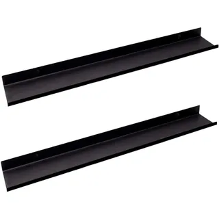MILUKA Wandregal Schwarz aus Metall 70 x 10 cm, 2er Set, kombinierbar | Schmales Schweberegal und Bilderleiste für Bilder, Kosmetik, Fotos und Bücher, verhindert Herunterfallen, Made in Spain