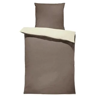 one-home Bettgarnitur Unifarben Beige 135 x 200 cm + 80 x 80 cm