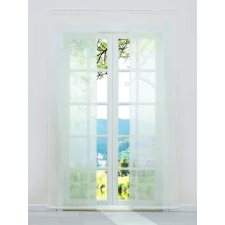 ESLIR Schiebegardinen Voile Flächenvorhänge Set 2er Gardinen mit Klettband Schiebevorhang Transparent Vorhang Uni Beige BxH 57x245cm 2 Stück