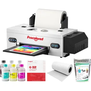 Procolored F13 DTF Drucker Bundle A3 L1800 13Inches T Shirt Druckmaschine mit Aushärtung Ofen Cutter Roll Feeder Built-In Siphon System für Kleidung Textil Customization (ohne Ofen)