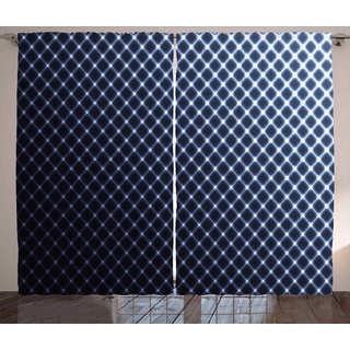 Gardine »Schlafzimmer Kräuselband Vorhang mit Schlaufen und Haken«, Abakuhaus, Dunkelblau Checkered Halbton blau|weiß 280 cm x 245 cm