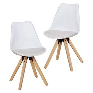 Wohnling Esszimmerstuhl WL5.024, Kunstleder / Kunststoff, weiß, 2 Stück