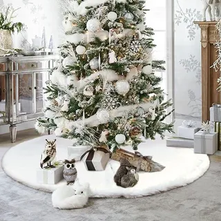 Weihnachtsbaum Decke Kunstfell Rock Baum-Schmuck Christbaum Fake Fur Anti Rutsch