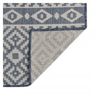 vidaXL Outdoor-Teppich Flachgewebe 140x200 cm Blau Gestreift