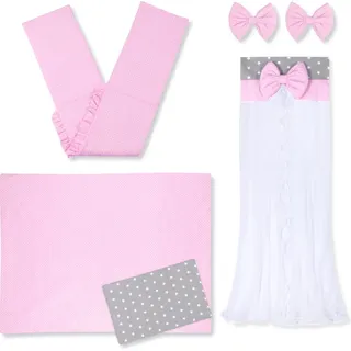 Amilian Babybettwäsche Set 7-teilig – Bettwäsche 100x135 cm, Kissen 40x60, Himmel, Nestchen – für Babybett/Gitterbett – Komplettset für N... - Grau