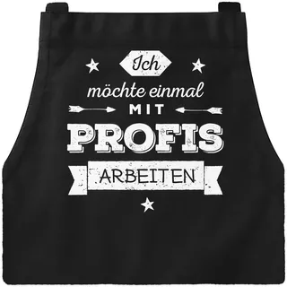 MoonWorks lustige Grill-Schürze für Männer mit Spruch Ich möchte einmal mit Profis arbeiten Schwarz unisize - Einheitsgröße