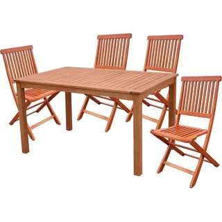 5tlg. Holz Tischgruppe Gartenmöbel Gartentisch Stuhl Garten Hochlehner Tisch