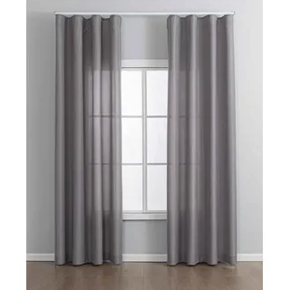 Gardinenbox Vorhang (2 St), Multifunktionsband, blickdicht, Cationic, Cationic Wellenband »Wien« Wellenfall 2025110-2 grau 300 cm x 245 cm