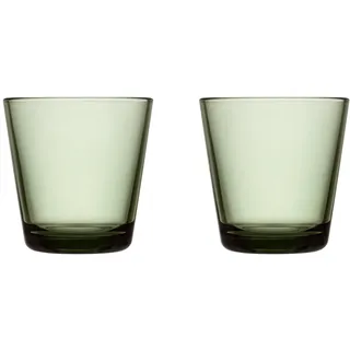 Iittala Glas Kartio Set 2-teiliger aus Glas, Farbe: Tannengrün, Maße: 8x8x8 cm, Inhalt: 21 cl, 1070586