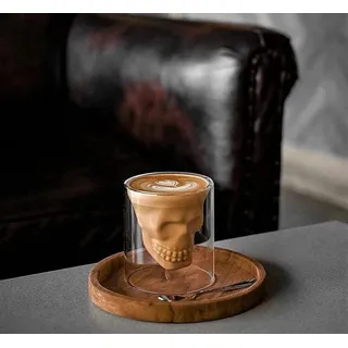 PREMIUM 3D Totenkopf Kristall-Gläser im Set für Getränke sowie Whisky, Rum, Vodka, Shots, Kaffee uvm I Skull Head Shot-Glas für Mini-Bar Zubehör ist das perfekte Geschenk für Männer (2 Stück, 25 ml)