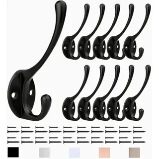 10 Stück Vintage-wandgarderobenhaken, Huthaken Aus Metall, Retro-garderobenständer Für Bad Und Küche, Schwarz