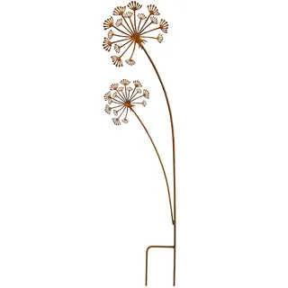 Bornhöft Gartenstecker Pusteblume aus Edelrost Metall Rost Gartendeko Edelrost rostiger Beetstecker 116cm Gartendekoration rostiger Beetstecker