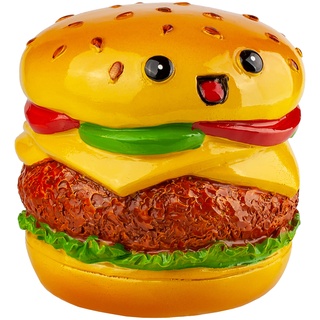 XL große - Spardose - Hamburger/Burger - 9 cm - mit Verschluß - stabile Sparbüchse - aus Kunstharz/Polystone - für Kinder & Erwachsene/Sparschwein/LUS..