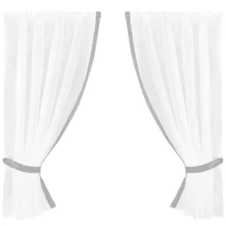 arsvita Gardinenset mit Stangendurchzug, Satin 140x120 cm - grau