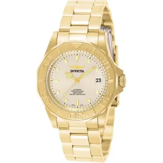 Invicta Pro Diver 9010 Damenuhr - Automatisches Werk - Edelstahl mit goldenem Zifferblatt - 40 mm - Gold