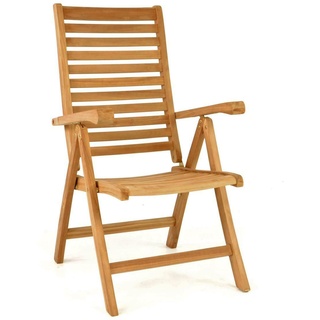 DIVERO Gartenstuhl Klappstuhl Hochlehner mit Armlehnen Teak Holz behandelt