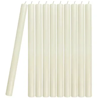 10 Stabkerzen Elfenbein Weiß Durchgefärbt 29 cm Lang Tropffrei Premium