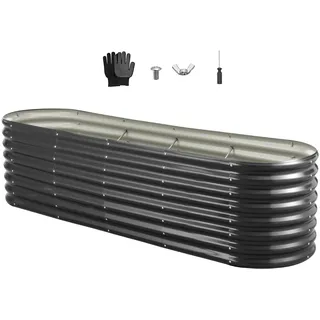 Vevor Hochbeet Pflanzbeet Metall 240 x 60 x 56 cm Dunkelgrau