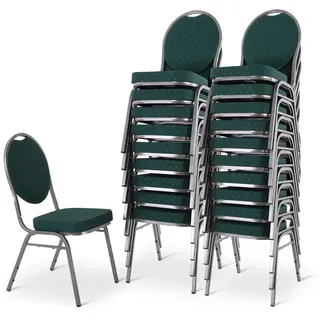 MACOShopde by MACO Möbel Raburg Stapelstuhl 20er-Set – Bankettstuhl gepolstert & stapelbar, bis 150 kg belastbar, robuster Stahlrahmen – Gastronomie, Hotel, Konferenz & Events | Vienna Silber/Grün