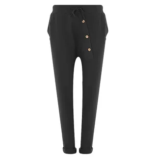 FASHION YOU WANT Damen Jogginghose Gr. 36-50 Sweatpants Sterne Boyfriend Ali Baba Style Anker Camouflage Uni Blumen Muster (46/48, Uni schwarz) - 46-48