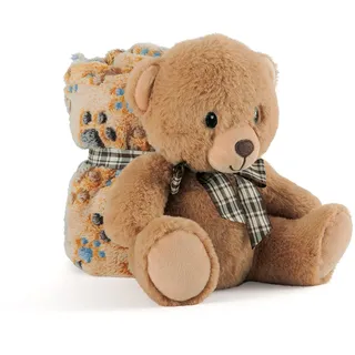Kuscheldecke Baby Jungen Mädchen mit Kuscheltier Teddybär - Babydecke Braun Kleinkind ab 0+ Monaten mit Plusch Spielzeug - Pluschtier Supersoft Weich mit Decke Kinder 1 2 3 Jahre - 120x80 cm (Bär)