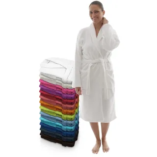 LEBENGOOD Bademantel für Damen, Herren, Unisex, Frottee 100% Baumwolle 400 gr, Flauschig, Kuschelig, Bunt, Leicht, Dusche (Weiß M) - M