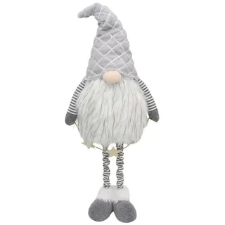 Dekoleidenschaft Wichtel "Stern" Teleskopbeine, max. 100 cm hoch, grau, Weihnachtswichtel, Weihnachtsfigur, Dekofigur, Weihnachtsdeko grau