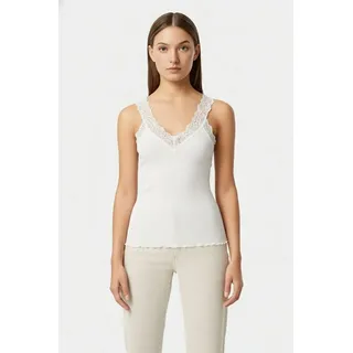 rosemunde Spitzentop Bernardine Organic Cotton Top Vintage-Spitzenbesatz am V-Ausschnitt, breite Träger, feminin weiß S (36)