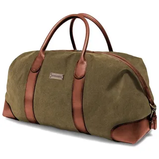 DRAKENSBERG Reisetasche Weekender »David« (60) Oliv-Grün, Herren, Damen, Vintage, wasserabweisendes Canvas und Büffelleder grün