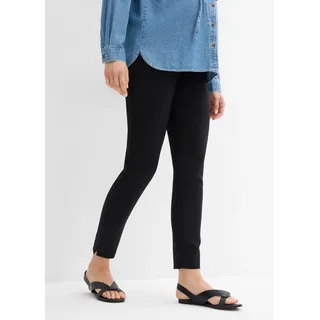 Umstandshose BONPRIX, Damen, Gr. 52, N-Gr, schwarz, Web, Obermaterial: 72% Polyester, 24% Viskose, 4% Elasthan, unifarben, slim fit knöchellang, Hosen, im Chino-Stil, mit Gummizügen und bequemem Jersey-Einsatz am Bauch