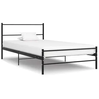 vidaXL Bettgestell Bett Metallbett Schlafzimmerbett Einzelbett Bettrahmen Schlafzimmermöbel Ehebett Lattenrost Schwarz Metall 90x200cm
