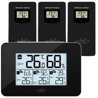 Infactory Funk-Wetterstation Schwarz 3 Funksensoren