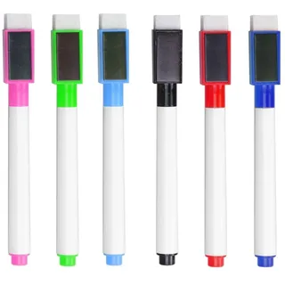 6pcs Brandneue Magnetische Whiteboard Stift Löschbare Trockene Weiße Board -Marker Magnet Eingebaute Eraser -büroschule Vorräte