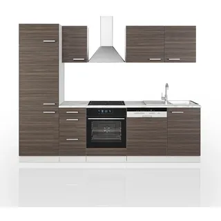 Vicco Küchenzeile Optima 270 cm Edelgrau/Weiß