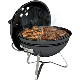 Tragbarer Holzkohle Kugelgrill Mit Deckel & Verstellbaren Lüftungsschlitzen Mini Grill Schwarz 41 Cm
