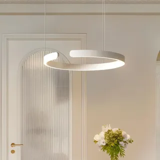 Pendelleuchte Modern LED Esstischlampe Dimmbar Hängelampe Metall Ring Hängeleuchten Höhenverstellbar Kronleuchter for Esszimmer küchen Beleuchtung wohnzimmerlampe Arbeitszimmer Deckenleuchten(Weiß,40C
