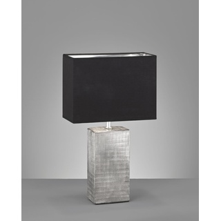 Fischer & Honsel Tischleuchte Candes, E14, max 40 W, silber, Stoffschirm schwarz, Nachttischlampe