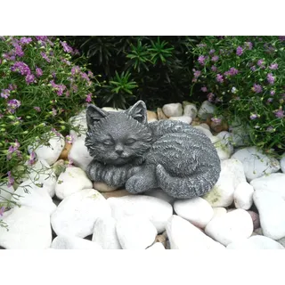 STEINFIGUREN SPICKER Steinfigur Katze mini, 156/1 Gartenfigur Steinguss Tierfigur Basaltgrau