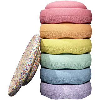 Stapelstein Original grow rainbow pastel 6-tlg. + Balance Board