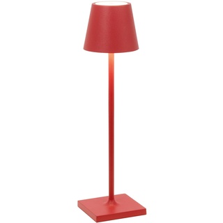 Zafferano, Poldina Micro Lampe, Kabellose, Wiederaufladbare Tischlampe mit Touch Control, Geeignet für Wohnzimmer und Außenbereich, Dimmer, 2200-3000 K, Höhe 27,5 cm, Farbe Rot